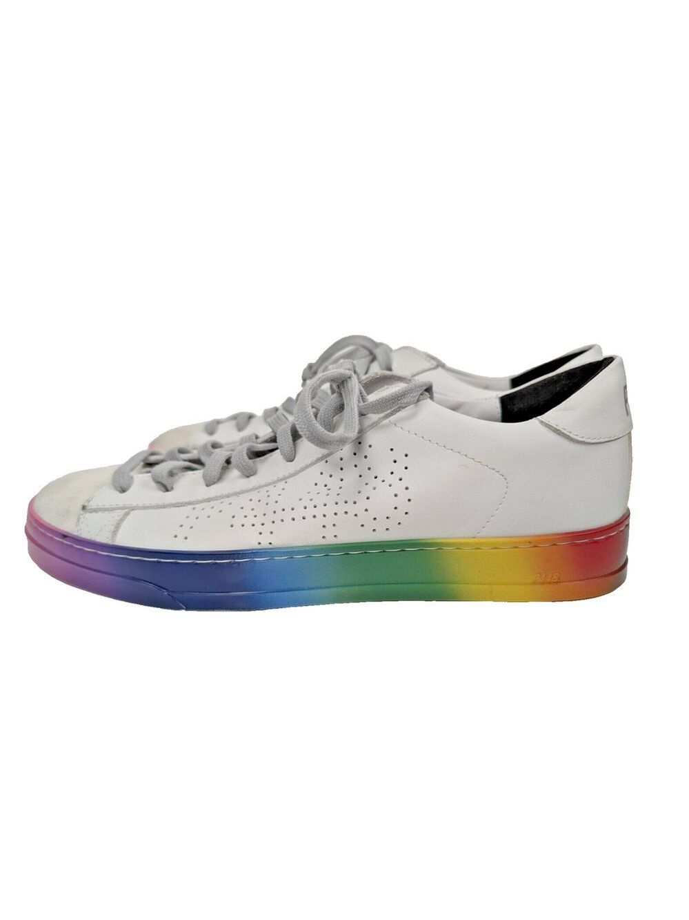 P448 Jack Pride Womens W12 M10 EU 43 Shoes White Rainbow Sole Lace Up Low Top
